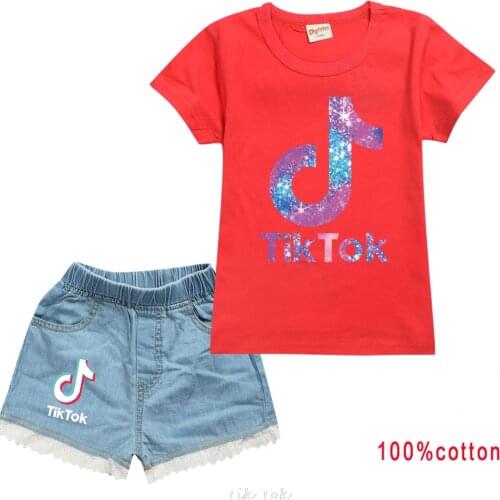 Tik Tok Casual Kids Clothes 2 Piece Set Clothing Girls T-shirt + Shorts Clothing Boys Tracksuit Children Teenagers Sport Suits