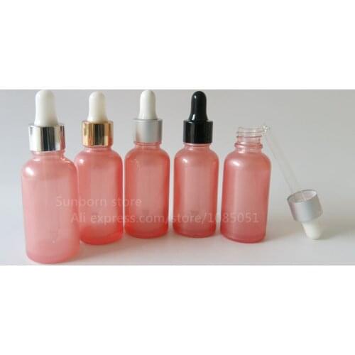 10pcs/lot 30ml empty pink glass essential oil bottle with dropper
