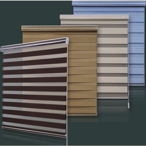 Manual plain color Window Rainbow Shades Zebra Roller Blinds With Cassette
