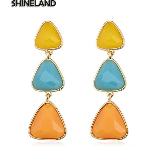 Shineland Korean Resin Dangle Earrings For Women Fashion Jewelry Geometric Pendant Long Drop Earrings Statement Earrings N40