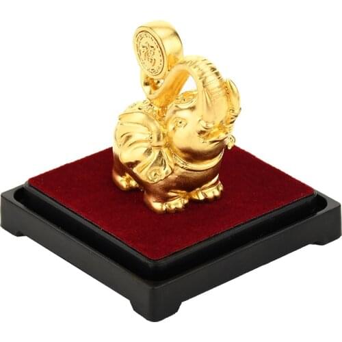 Gold Foil Elephant Statue Lucky Feng Shui Elegant Elephant Trunk Statue Fengshui Lucky Wealth Figurine Crafts Ornaments Gifts