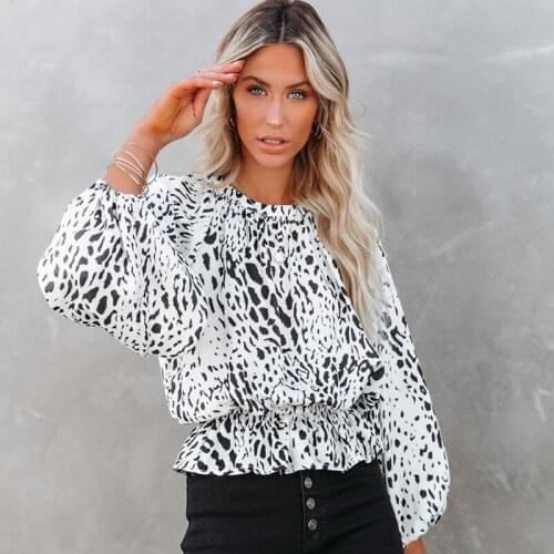 Leopard Print T-Shirt Womens Autumn/Winter 2021 New Style Long Sleeve Round Collar Female Fashion Casual Top