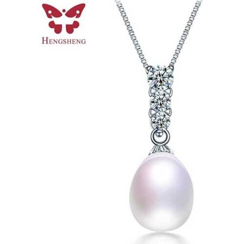 HENGSHENG Brand Romantic Water Drop Natural Pearl Pendants & Necklace For Women, AAAA Pearl 9-10mm Fashion Jewelry Pendant