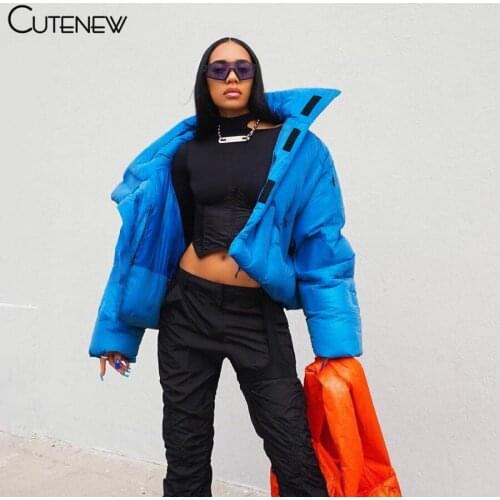 Cutenew Winter Solid Turtleneck Oversized Thicken Warm Down Jacket Womens Fashion Casual Loose Long Sleeve Wild Lady Streetwear