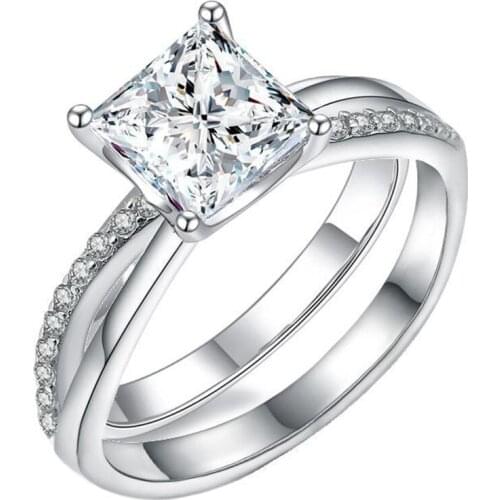 Unique Diamond Real S925 Sterling Silver Rings Women Luxury Original Design Engagement Wedding Elegant Exquisite Jewelry Gift