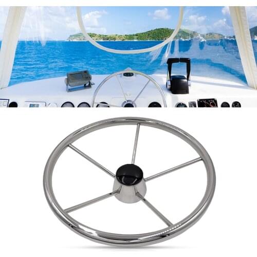 13-1/2'' Boat Steering Wheel 304 Stainless Steel 5 Spoke Heavy Duty Marine