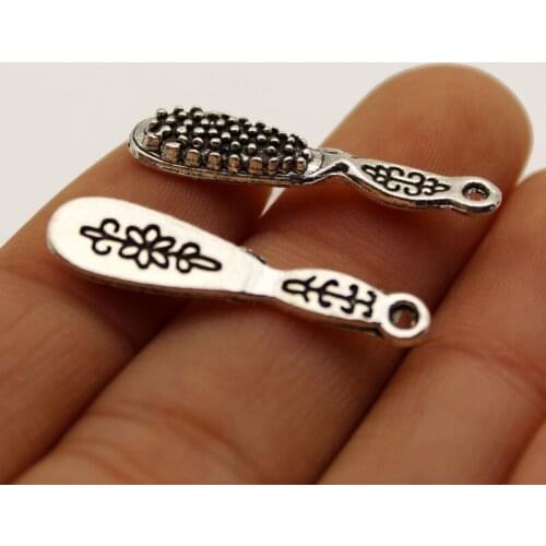 20pc Wholesale Price Flower Pattern Comb Charms Antique Silver Plated Pendant For Handmade Jewelry Accessories