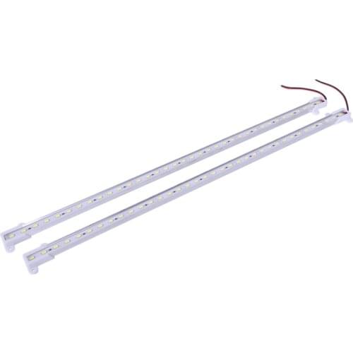 2x 50CM 12V 36 LED 5630 SMD Hard Strip Light Aluminum Shell With End Cap White