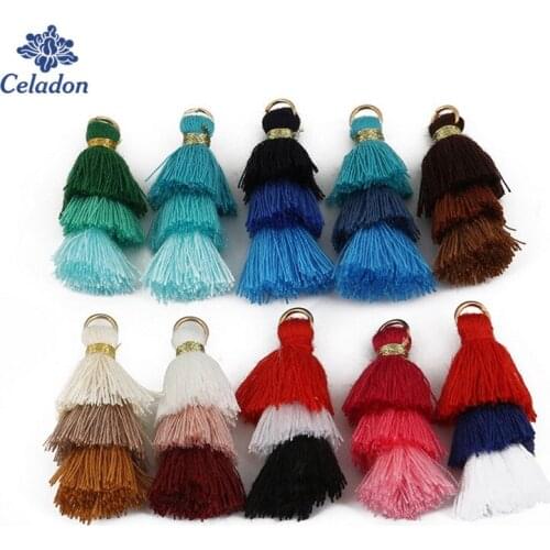 30Pcs/lot 40mm Women Fashion Tassel Earrings 3 Layered Gold Ring Tassel Charms Pendant for Earring Necklace Jewelry Making