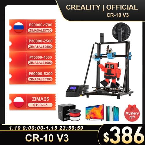 CREALITY 3D CR-10 V3 Printer Size 300*300*400mm,TMC2208 Silent Mainboard Resume Printing,3D Pinter Pro BL touch Optional