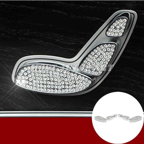 6pcs Rhinestone Style Seat Adjust Button Cover For Benz C Class W205 2014-2020 Car accesories interior Car Trim