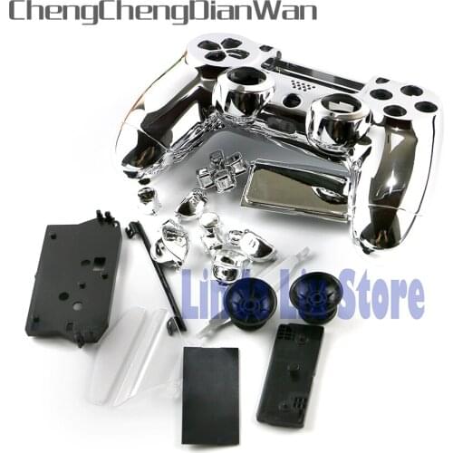 ChengChengDianWan Chrome Plating Housing Shell Case Cover for PS4 Controller With Full Buttons 5sets/lot