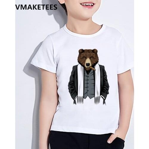 Cute Print Kids T Shirt Short Sleeve O-neck White Baby Girl Tops Boy Clothes Cartoon Animals T-shirt Childrens Clothing,YKP176