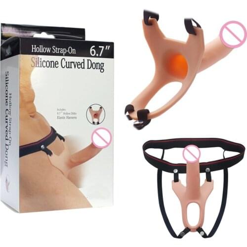 Sex Toys Wearable Hollow Dildos Penis Enlarge Pump G Spot Stimulation Silicone Elastic Harness Strap-on Dong Dildo for Man Woman