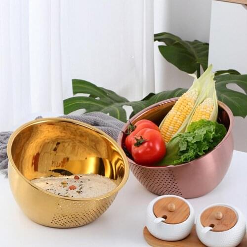 Washing Filter Strainer Basket Drainage Rice Strainer Bowl Stainless Steel Vegetable Fruit Washing Drain Baskets Kitchen Tool