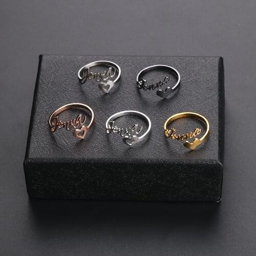 Lateefah Personality Name Ring Adjustable 5 Colors Love Heart Shape Open Rings Couple Lover Graduation Keepsake Gift Jewelry