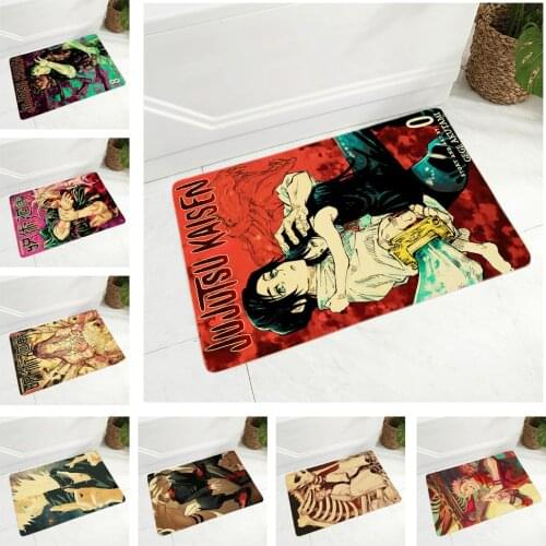 Jujutsu Kaisen Print Doormat Decor Cartoon Anime Art Floor Door Mat for Kitchen Hallway Non-Slip Soft Flannel Carpet 40X60CM