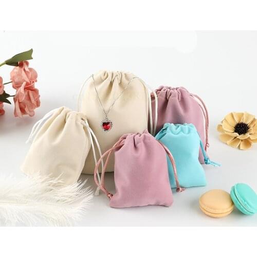 5x7cm 7x9cm 9x12cm Coloful Velvet Pouches Jewelry Packaging Display Drawstring Packing Gift Bags & Pouches 2pcs/lot