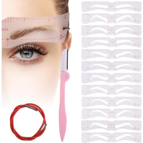 12 shapes Microblading Eyebrow Ruler Shaping Stencil Measure Tools Eyebrow Pencil and Trimmer Permanent Makeup Accessory Supply