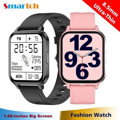 2021 New Q18 Men Women Smart Watches Waterproof 1.7 inch Full Touch Multi-Dial Ultra Thin Sports Health Tracker For Ios Android