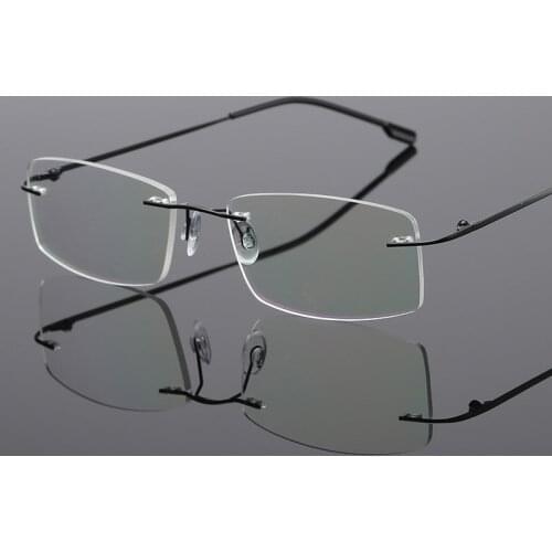 52-18-138 New alloy rimless memory ultra light men eyeglasses frames women eyewear Hinged rimless opitcal prescription glasses