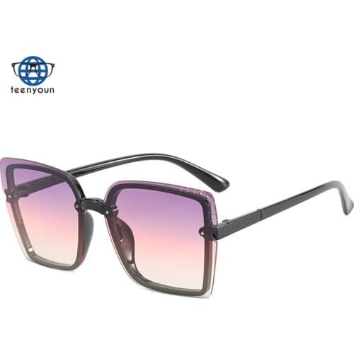 Teenyoun 2021 Square Sunglasses Big Frame Sun Glasses New Fashion Eyeglasses Street Women UV400 Plastic Adult Cn(origin) 5269