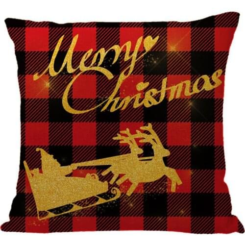 Christmas Throw Pillow Cover Red Checkered Pillow Case Home Decor Sofa Bed Christmas Decoration