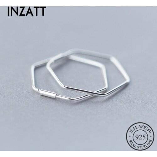 INZATT 100% 925 Sterling Silver Hyperbole Minimalist Geometric Polygon Hoop Earrings Accessories For Women FINE Jewelry Gift