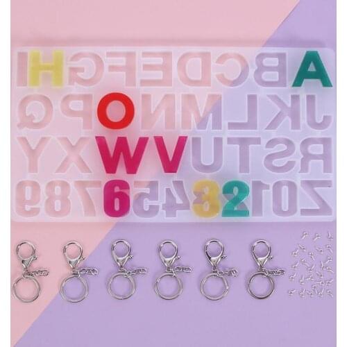 Silicone Molds Alphabet Number Mold Backward Resin Epoxy Keychain Craft Kit