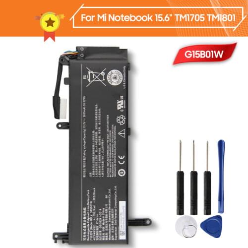 Xiaomi G15B01W Phone Battery For Mi Notebook 15.6" TM1705 TM1801 GTX1050Ti/1060 171502-AK/AN/AA/I 3620mAh Original Battery +Tool