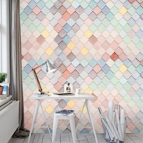 Modern minimalist Nordic Macaron large 3d mural wallpaper beauty nail makeup shop wall paper dessert milk tea bakery shop silk
