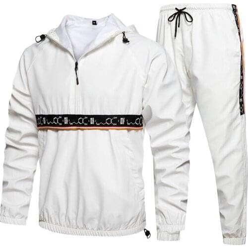 High Street Hip Hop Men Tracksuit Casual Men Sports Suit Autumn Spring Hoodie +Pants Suit Fashion 2 Pieces Set Sportswear Mens