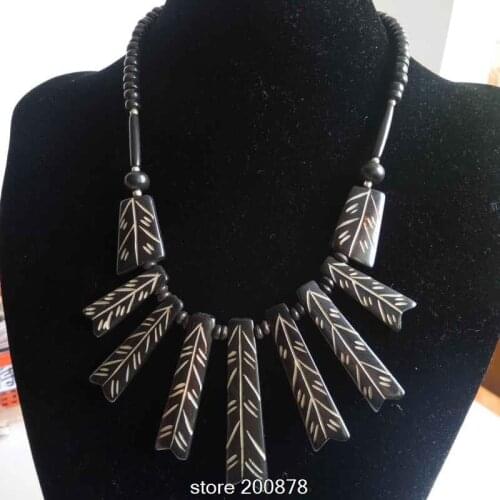 TNL366 Tibetan Handmade Tribal Necklace Tibet Yak Bone Carved Totem Necklace