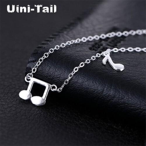 Uini-Tail hot new 925 sterling silver music notes brushed necklace Korean fashion tide flow sweet high quality jewelry GN850
