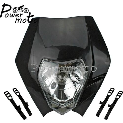 Universal Motocross 12V 35W Black Headlight Enduro Supermoto Front Headlamp For SX EXC Yamaha WR TTR Honda CR