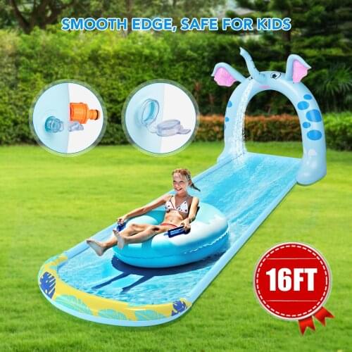 Surf Water Slide 490CM with Elephant Arch Spray Slide Inflatable Water Toys for Kids Summer Games Center Party for Lawn Garden