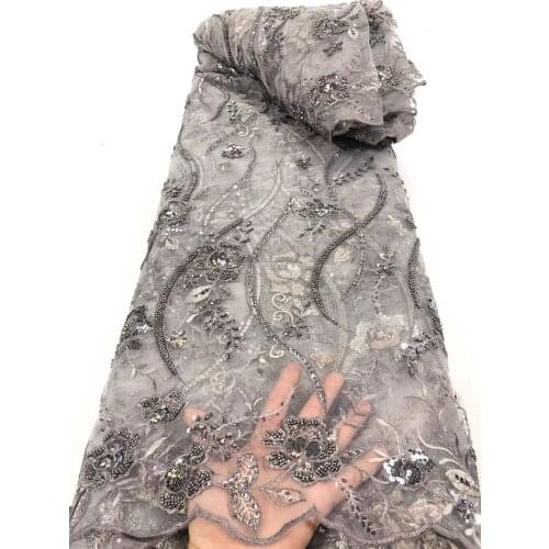 High Quality Lace Fabric Bead Tube Sequin Embroidery French Tulle Mesh DIY Design Sewing Wedding Dress Skirt 5 Yards Wholesale