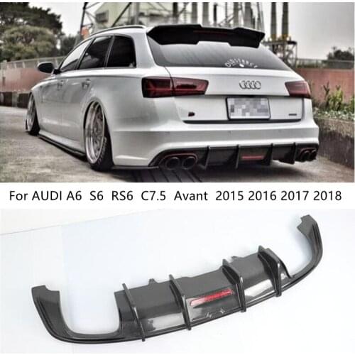 For AUDI A6 S6 RS6 C7.5 Avant 2015 2016 2017 2018 Real Carbon Fiber Rear Diffuser Lip Spoiler High Quality Bumper Accessories