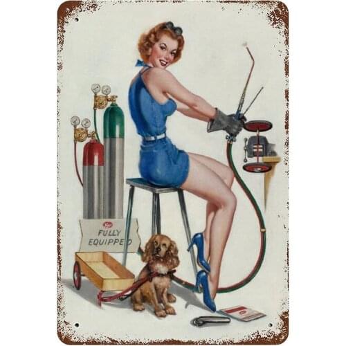 EricauBird Vintage Women Portraits Retro Aluminum Sign Wall Decor Vintage Metal Tin Sign Wall Plaque Poster for Bar Pub Man Cave