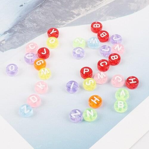 Mixed English Letter Acrylic Beads 100pc Flat Heart Alphabet Number Beads for Charms Bracelet Necklace For Jewelry Making DIY