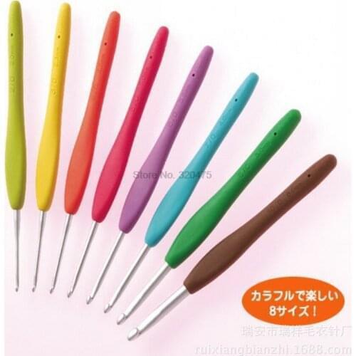 200set 8pcs/set Sweater Needle Knitting Tool Soft Handle Color Aluminum Crochet Imitation Cola Crochet