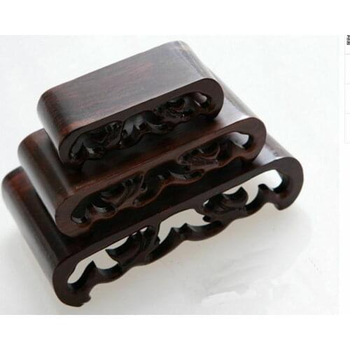 3 pcs hard Wood Stand of Netsuke Snuff bottle Carving Display