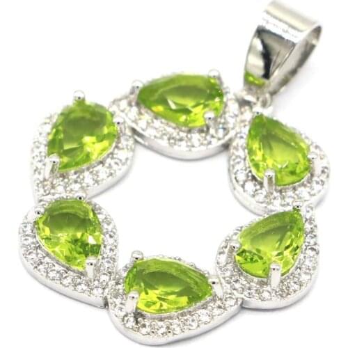 33x26mm Infinity Anniversar Created Green Peridot Violet Tanzanite CZ For Women Dating Silver Pendant