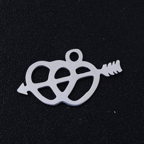 5pcs/lot An Arrow Piercing Two Hearts Stainless Steel DIY Charms Wholesale OEM Charm Accepted Jewelry Finding Supplies