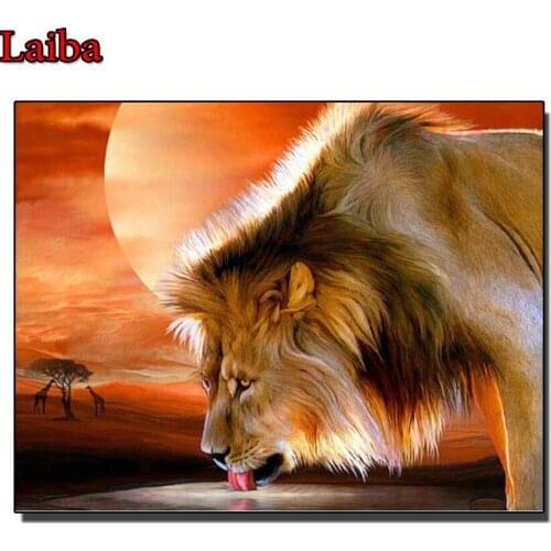 5D Diamond Embroidery Lion Animals Diamond Painting Cross Stitch Full Square round Rhinestones Mosaic painting Art Home Decor