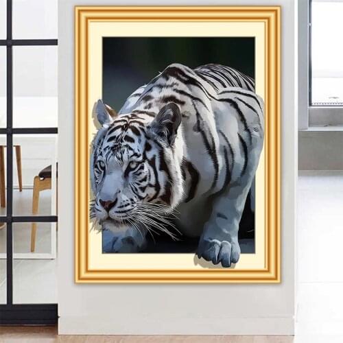 5D DIY Diamond Painting Animal Tiger Cross Stitch Kits Full Drill Diamond Embroidery Mosaic Picture of Rhinestones Decor Gift
