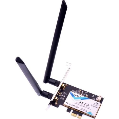AX200NGW 802.11ax 2.4Gbps Desktop Wireless WLAN PCI-e WiFi Adapter Bluetooth 5.0 with 2 x 8dBi Antenna for Intel Wi-Fi 6 AX200