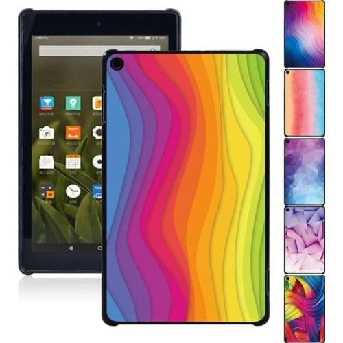 Case For Fire Plus 8 10th Gen 2020/Fire 7 5th 7th 9th Gen/Fire HD 8/10/Fire HD 8 Watercolor Pattern Plastic Tablet Back Shell