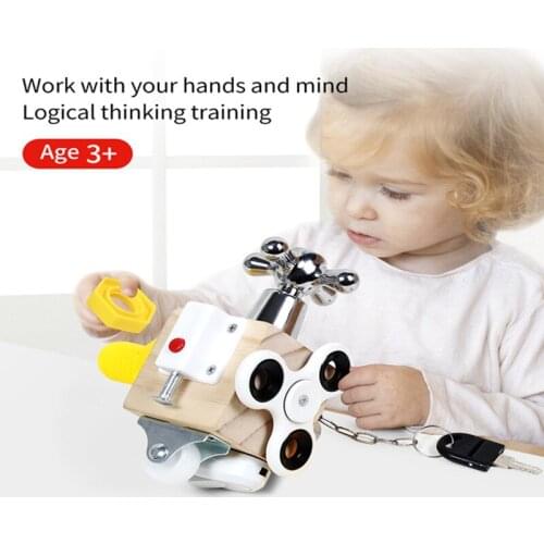 Wooden Busy Cube Children Hands on Ability Training Lock Box Early Learning Busyboard Fidget Baby Montessori Educational Toys