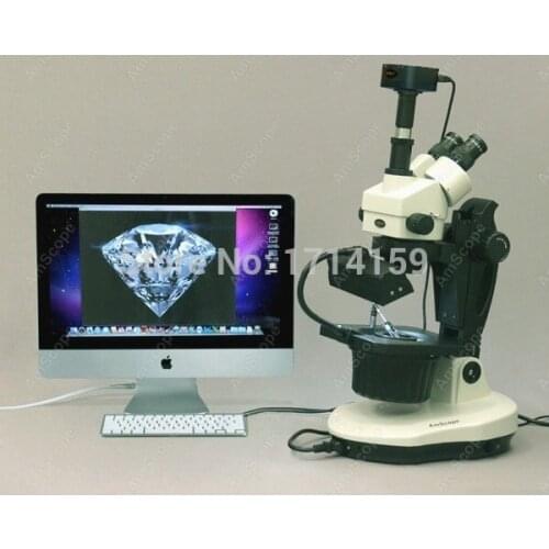 Jewel Gem-AmScope Supplies 3.5X-90X Advanced Jewel Gem Microscope + 5MP Camera Win7/8 & Mac OS
